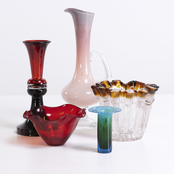 Vaser, skål,, 5 delar,  bl a Humppila, Ekenäs, Polen, högsta 34 cm_24855a_lg.jpeg