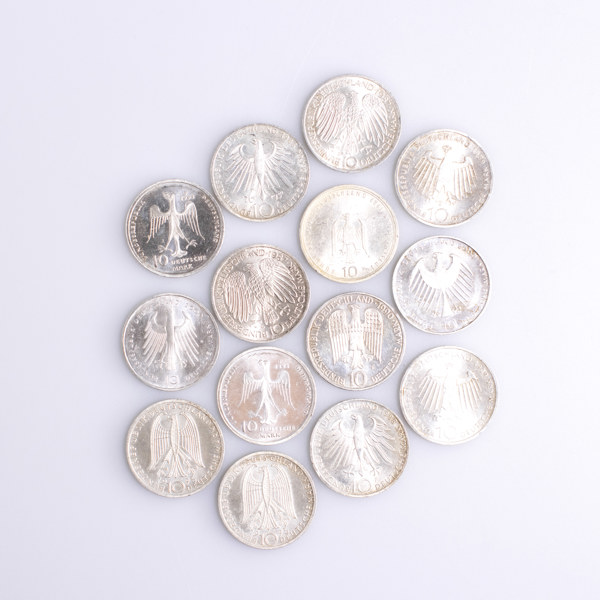 Mynt, silver, 14 st, Tyskland, vikt 216,5 gram_28425a_8dbe10e4e4b9d50_lg.jpeg